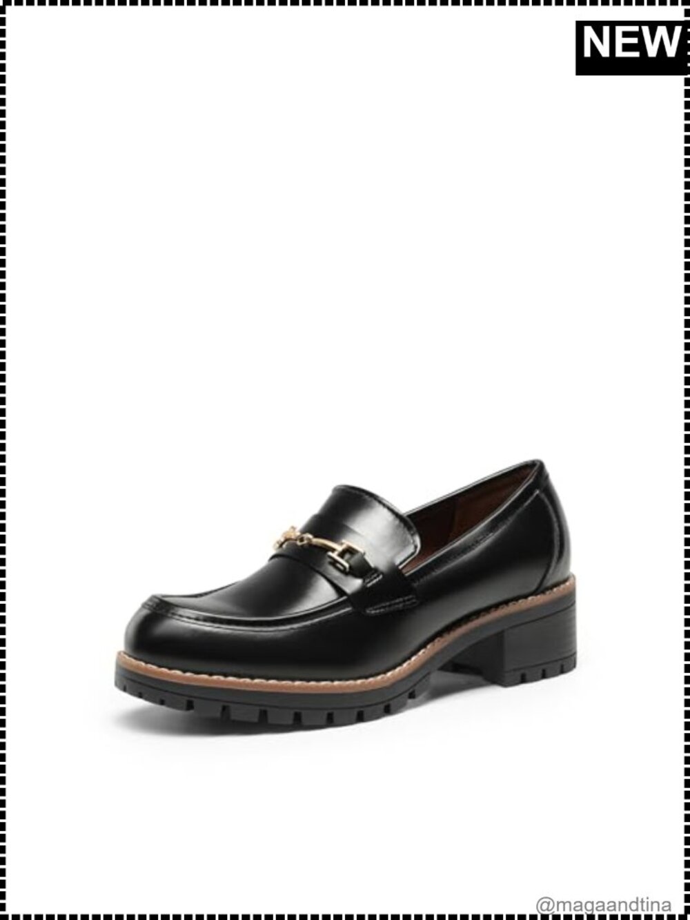 Women's Chunky Loafers Faux Leather Business Casual Slip-On Shoes